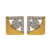 SQUARE CASTING FASHION STUD WITH WHITE STONE